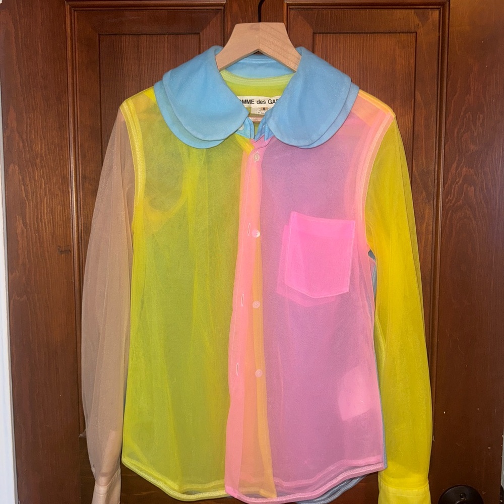 Comme des Garcons Sheer Blue, Pink and Yellow Shirt - Picture 5 of 12